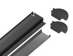 Алюминиевый профиль встраиваемый GP1001BK/BK черный/черный рассеиватель 2000*21.5*6.8, 2 заглушки в комплекте (для ленты до 11мм)