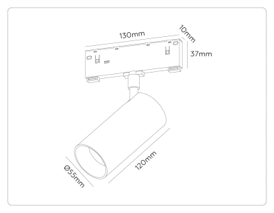 Светильник светодиодный трековый Magnetic 48V 10mm GL2310 BK черный IP20 18W 3CCT 3000/4200/6400K D55*120