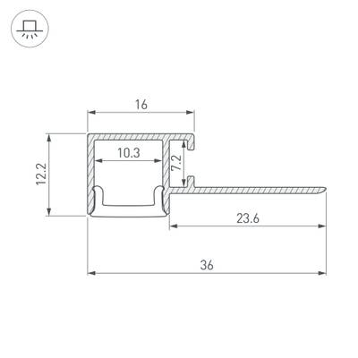 Профиль FANTOM-W12-EDGE-2000 ANOD (Arlight, Алюминий)