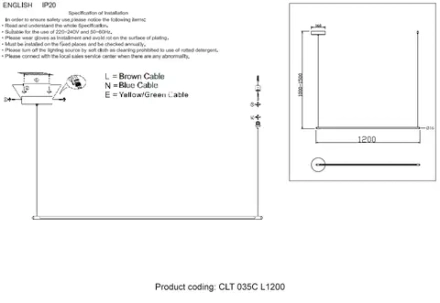 Светильник подвесной Crystal Lux CLT 035C L1200 BL 1400/226