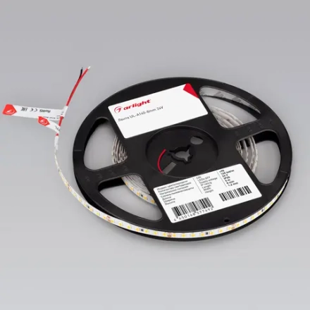 Лента UL-A140-8mm 24V Warm3000 (5 W/m, IP20, 5m) (Arlight, 7 лет)