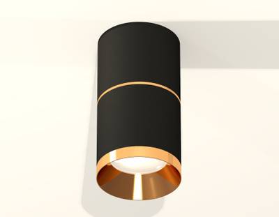 Комплект накладного светильника XS7402181 SBK/PYG черный песок/золото желтое полированное MR16 GU5.3 (C7402, A2072, C7402, N7034)