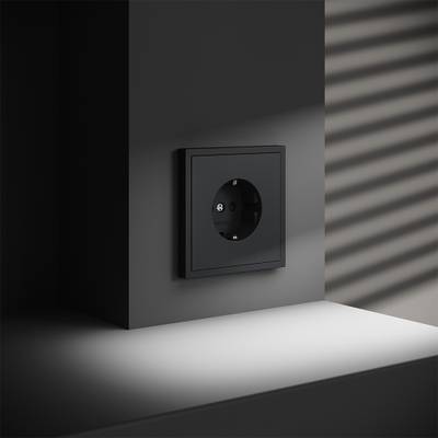 VLS040207 Розетка встраиваемая VOLTUM S70 с заземлением и защитными шторками, 16А, (графит) (ТМ Maytoni)