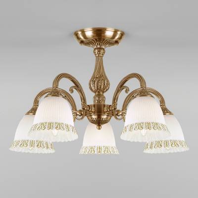 Классическая люстра со стеклянными плафонами 60107/5 античная бронза