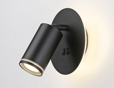 Светильник светодиодный настенный с выключателем FW2463 BK черный LED 4200K 7W D145*150