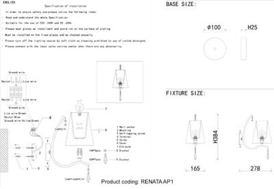 Бра Crystal Lux RENATA AP1 GOLD 3591/401