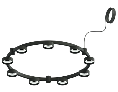 Корпус светильника Techno Ring подвесной для насадок Ø85мм C9242/9 SBK черный песок D740*70.5mm GX53/9
