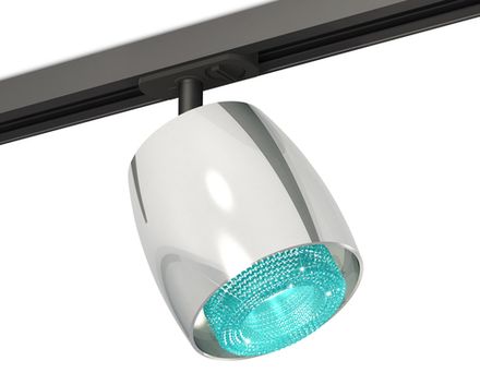 Комплект трекового светильника с композитным хрусталем XT1143010 PSL/BL/SBK серебро полированное/голубой/черный песок MR16 GU5.3 (A2537, C1143, N7194)