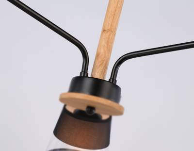 Светильник подвесной TR4740/3 BK/LW черный/светлое дерево E27/3 max 40W D760*350