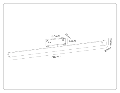 Светильник светодиодный трековый Magnetic 48V 10mm GL2375 BK черный IP20 20W 3CCT 3000-6400K 600*25*73