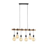 SL1142.403.06 Светильник подвесной Черный, Светлое дерево E27 6*60W