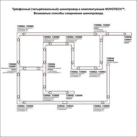 135239 PORT NT24 белый Трехфазный (четырехжильный) шинопровод 3м, в комплекте заглушки 2шт IP20 220V