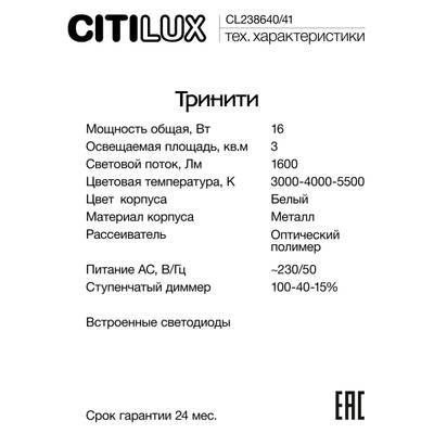 Citilux Тринити CL238641 Настенный светодиодный светильник Чёрный
