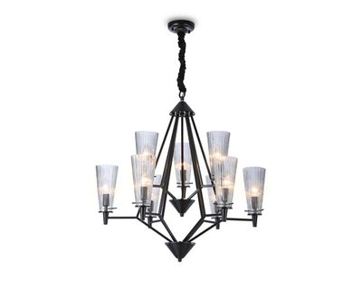 Подвесная люстра со сменной лампой TR3238/6+3 BK черный E14/9 max 40W D730*720