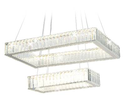 Подвесная светодиодная люстра с хрусталем TR5005/2 CH/CL хром/прозрачный 90W 3000K/4200K/6400K 600*400*950 (Без ПДУ)