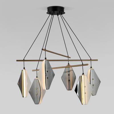 Подвесной светодиодный светильник со стеклянными плафонами 301054 LED латунь