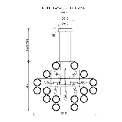 Люстра подвесная Brilliance Chrome FL1107-25P, E14х25