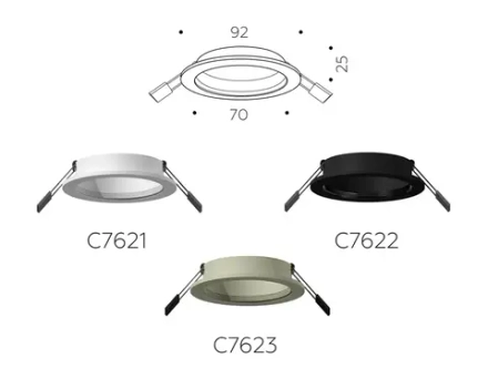 Корпус светильника встраиваемый для насадок D70mm C7622 SBK черный песок D92*H25mm MR16 GU5.3