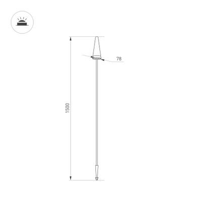 Светильник LGD-CONO-BOLL-H1500-7W Warm3000 (DG, 36 deg, 230V) (Arlight, IP65 Металл, 3 года)