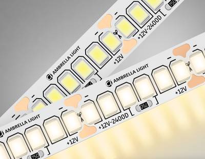 Светодиодная лента GS1501 2835 240Led/ 19.2W m/ 12V IP20 3000K/ 5000*10*1.2mm/ кратность резки 25mm (2 конт.)