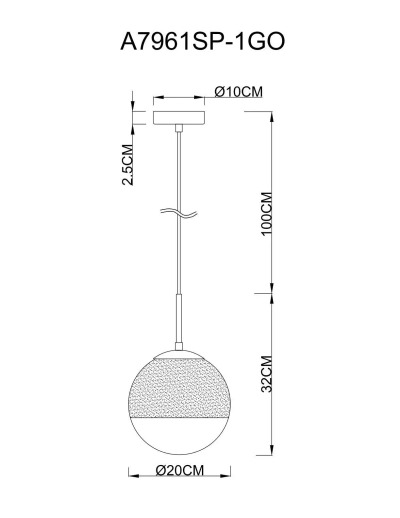 Подвесной светильник Arte Lamp JUPITER gold A7961SP-1GO, 1хE27