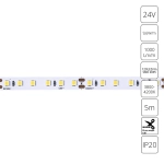 Светодиодная лента 24V 9,6W/m 4000К 5м Arte Lamp TAPE A2412008-02-4K, LED