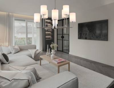 Светильник подвесной LH56213/8 SN/FR никель/белый матовый E27/8 max 60W D700*600