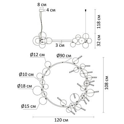 Подвесная люстра Arte Lamp VINCENT A7790SP-24BK, 24хG9