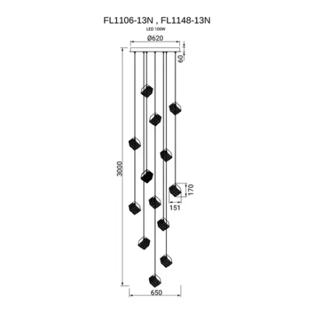 Люстра подвесная Elegance Gold FL1106-13N, LED