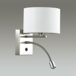 3745/1A MODERNI LN19 158 никель/белый, металл/текстиль Бра E14 40W+LED 3W 4000K 220V NIKKI
