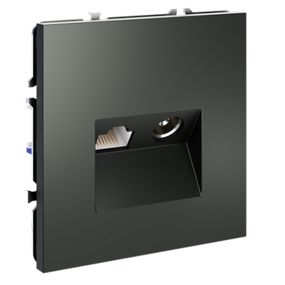 VLS060706 Розетка телевизионная встраиваемая VOLTUM S70 TV+RJ45 кат. 6, (титан). (ТМ Maytoni)