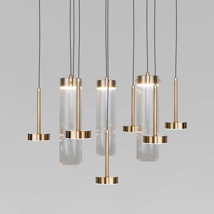 Подвесной светодиодный светильник со стеклянными плафонами 301102 LED латунь