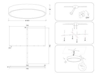 Светильник светодиодный потолочный FV5542 BK черный LED 130W 4200K D800*58 (Без ПДУ)