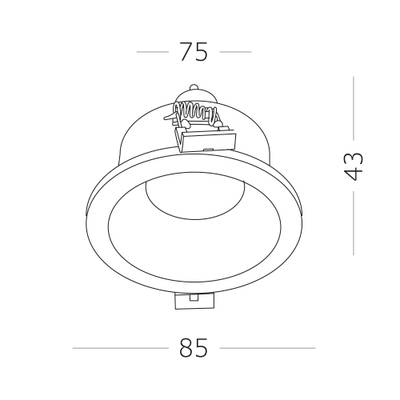 ST256.508.01 Св-к встр. Белый GU10 1*50W  IP65 D85xH53 220V Без ламп