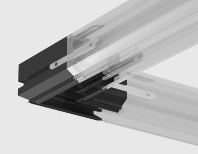 Коннектор угловой 90° для шинопровода в натяжной потолок системы крепления гарпун Magnetic Standard 48V 20mm GL3395 BK черный 90*90