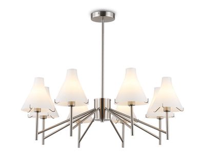 Светильник подвесной LH57125/8 SN/FR никель/белый матовый E14/8 max 40W D800*650