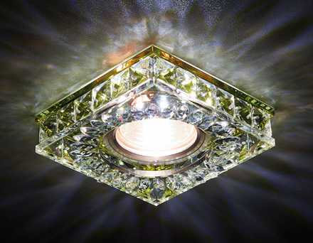 Светодиодный светильник S251 GD золото/прозрачный хрусталь/MR16+3W(LED WHITE)