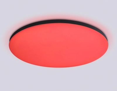 Потолочный светодиодный светильник с Wi-Fi Яндекс Алисой/Tuya/Smart Home/Alexa FZ2005 BK черный IP54 25W 3000K-6500K+RGB D370*55 (ПДУ ИК)