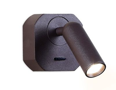 Настенный светодиодный светильник с выключателем FW283 SCF кофе песок LED 4200K 3W 66*66*65