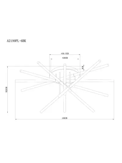 Потолочная люстра Arte Lamp FERNANDO A2199PL-6BK, 1хLED
