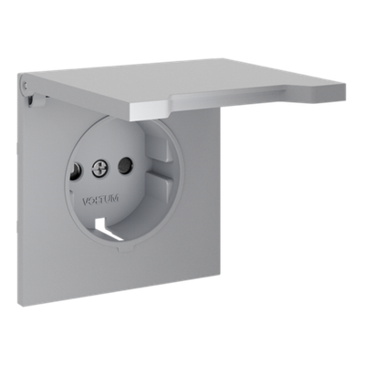 VLS000816 Накладка для розетки с заземлением, защитными шторками и крышкой, S70 (серый). (ТМ Maytoni)