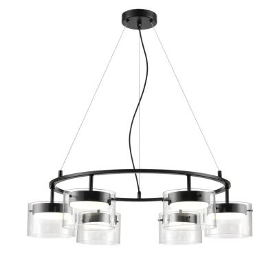 8232/6 COMFI LN26 230 черный/прозрачный, металл/стекло Светильник подвесной LED GX70 6*10W 220V NATALINA