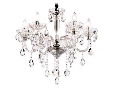 Подвесная люстра с хрусталем TR4900/6 CH/CL хром/прозрачный E14/6 max 40W D663*598