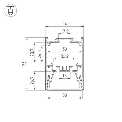 Профиль IP-LINE-5475-2000 BLACK (Arlight, Алюминий)