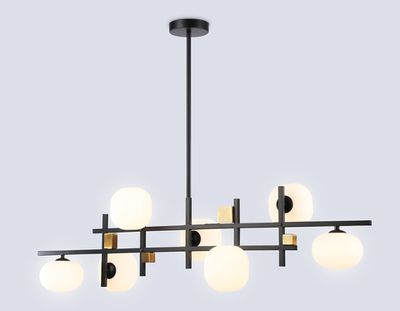 Светильник на штанге LH51017/7 BK/BS/FR черный/латунь/белый матовый G9*7 max 28W 1100*240*300