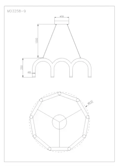 Подвесная люстра Arte Lamp WARHOL A3258LM-45BK, 1хLED