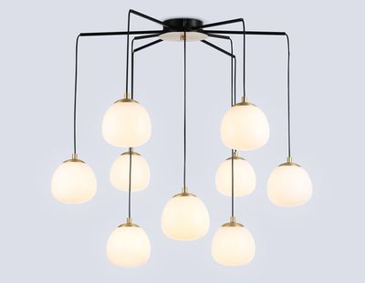 Светильник на штанге LH51001/6+3 SGD/BK/FR золотой песок/черный /белый матовый G9*9 max 28W D750*700