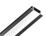 Алюминиевый профиль встраиваемый GP1001BK черный/матовый рассеиватель 2000*21.5*6.8, 2 заглушки в комплекте (для ленты до 11мм)