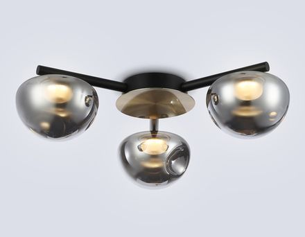 Светильник светодиодный потолочный LH12006/3 BK/GD/SM черный/золото/дымчатый 18W 3000K D640*170