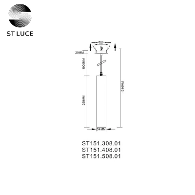 ST151.408.01 Встраиваемый подвес Черный GU10 1*50W IP20 D54xH290 220V Без ламп